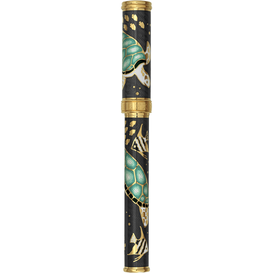 David Oscarson Sea Turtle Rollerball Pen - Mossy Black - Pen Boutique Ltd