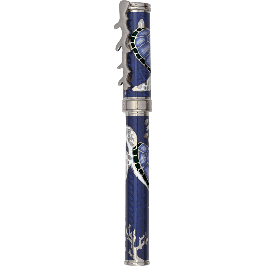 David Oscarson Sea Turtle Fountain Pen - Sapphire Blue - Pen Boutique Ltd
