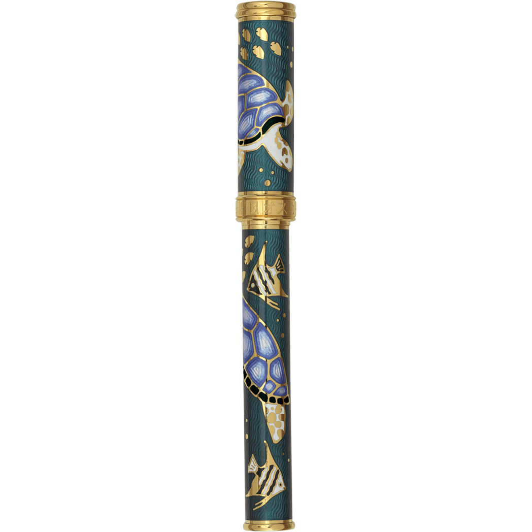 David Oscarson Sea Turtle Fountain Pen - Teal - Pen Boutique Ltd