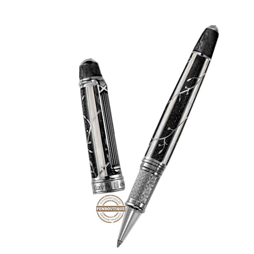 David Oscarson Trellis Rollerball Pen - Limited Edition - Black & White/Rhodium Vermeil - Pen Boutique Ltd