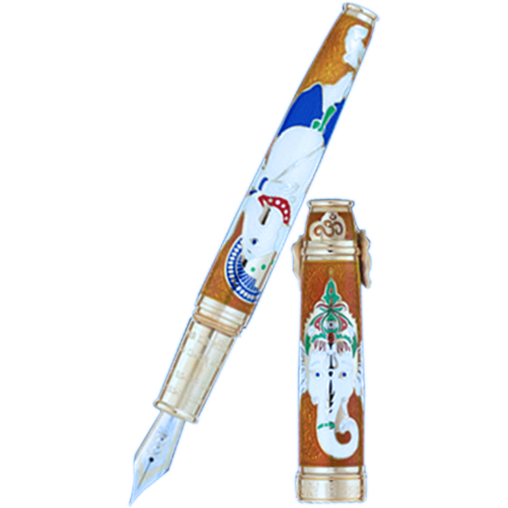 David Oscarson Lord Ganesha Fountain Pen - Saffron Orange - Pen Boutique Ltd
