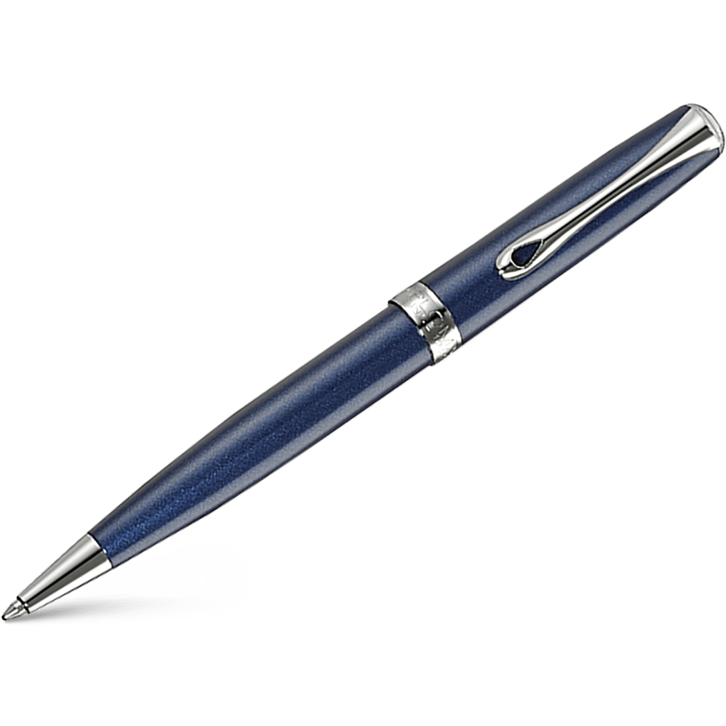 Diplomat Excellence A2 EasyFLOW Ballpoint Pen - Chrome Trim - Midnight Blue - Pen Boutique Ltd