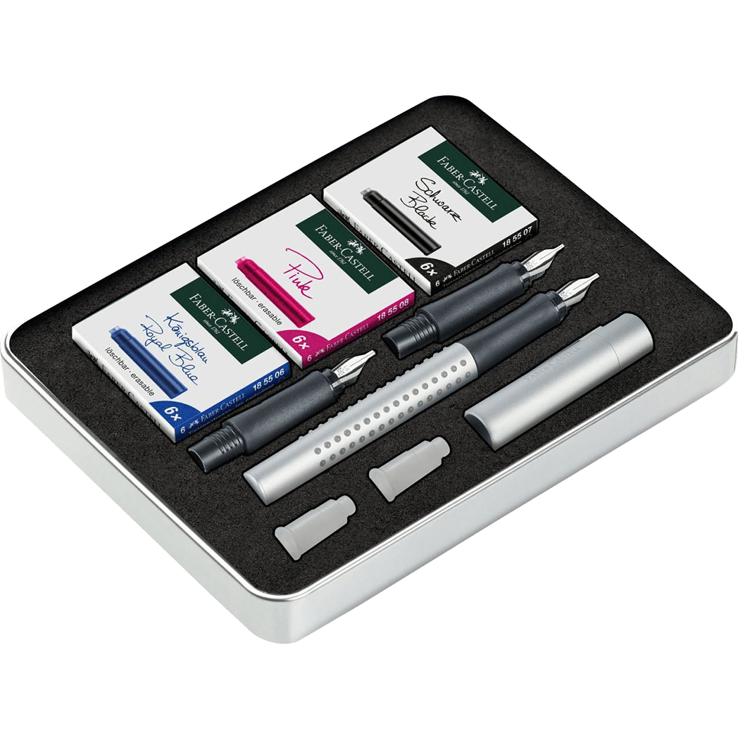 Faber-Castell Grip 2011 Calligraphy Gift Tin - Silver - Pen Boutique Ltd