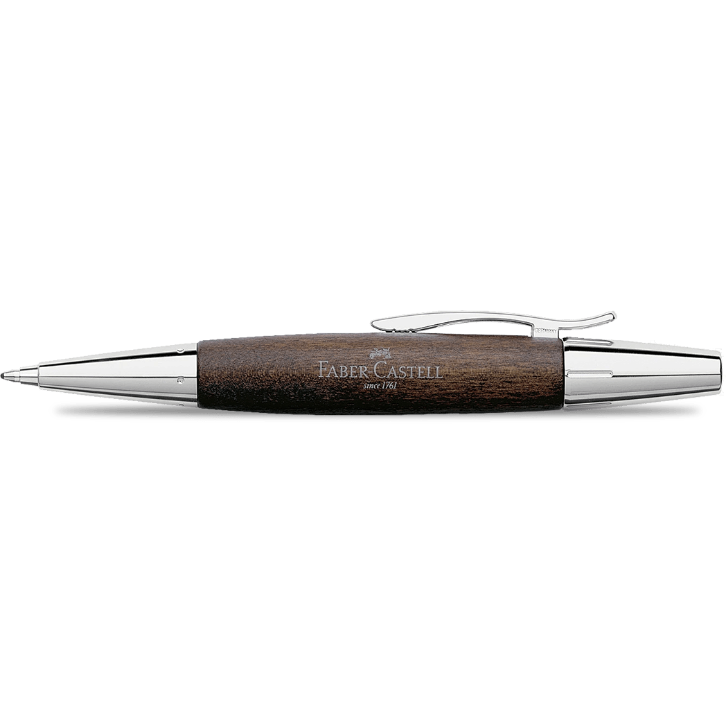 Faber-Castell Design E-Motion Dark Brown with Chrome Ballpoint Pen - Pen Boutique Ltd