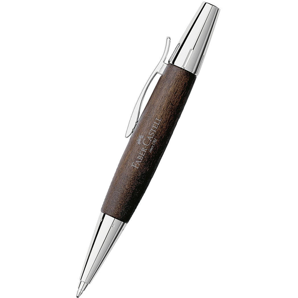 Faber-Castell Design E-Motion Dark Brown with Chrome Ballpoint Pen - Pen Boutique Ltd