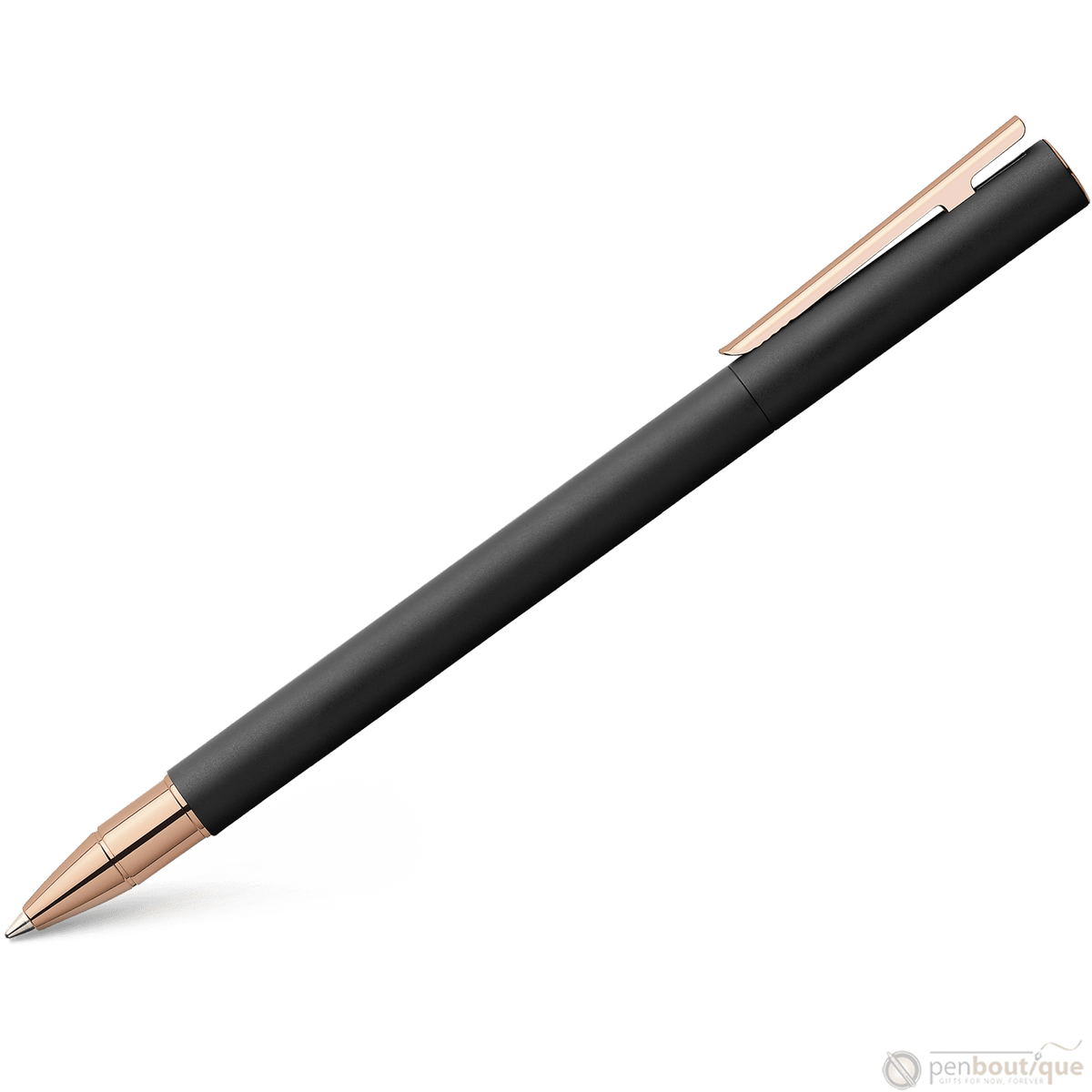 Faber-Castell NEO Slim Rollerball Pen - Black Matte w/ Rose Gold - Pen Boutique Ltd