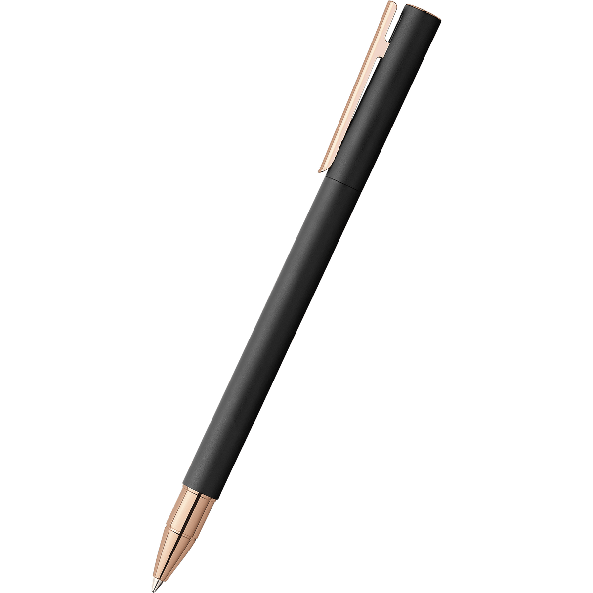 Faber-Castell NEO Slim Rollerball Pen - Black Matte w/ Rose Gold - Pen Boutique Ltd