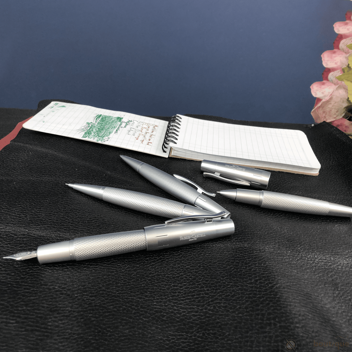 Faber-Castell Design E-Motion Fountain Pen - Pure Silver - Pen Boutique Ltd