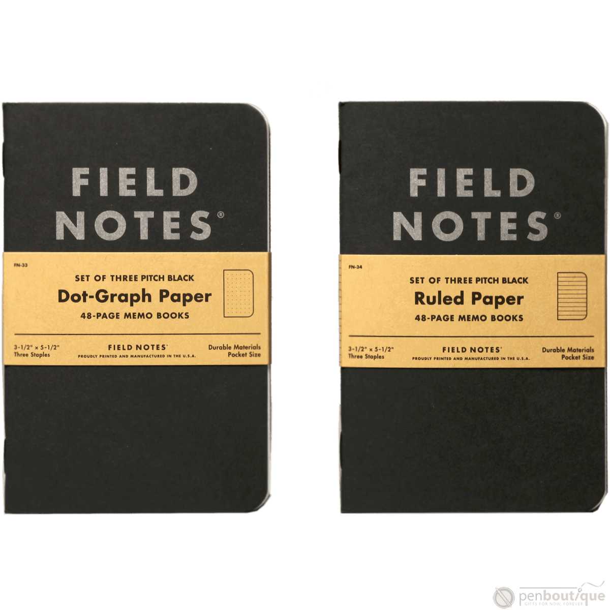 Field Notes Pitch Black 3-pack 3½" × 5½" Dot Graph - Pen Boutique Ltd