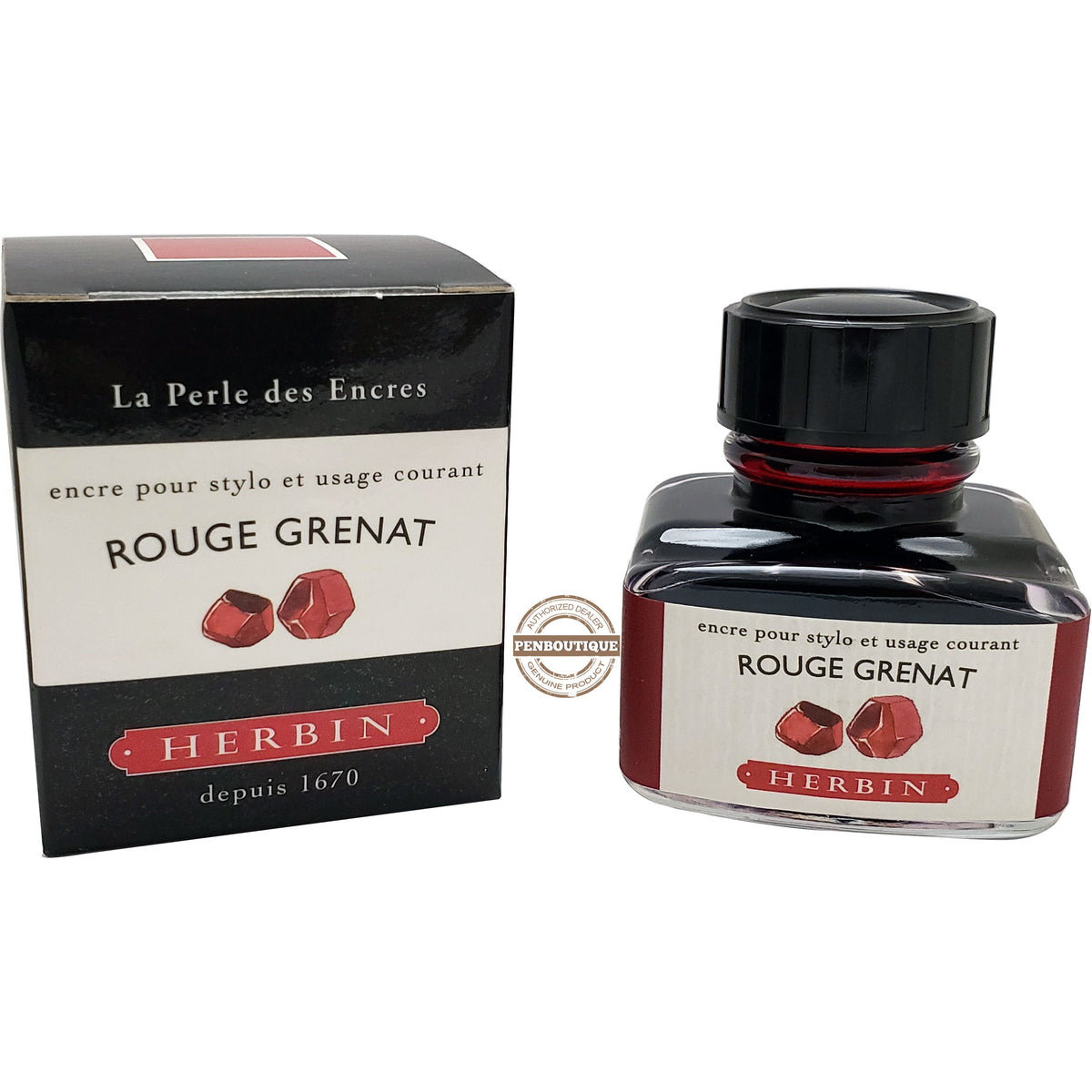 J. Herbin Ink Bottle - Rouge Grenat - 30ml - Pen Boutique Ltd
