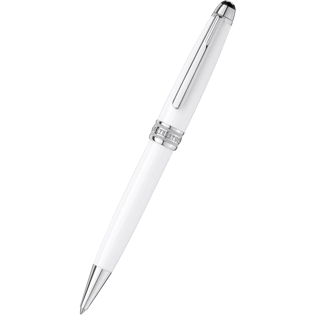 Montblanc Meisterstück Ballpoint Pen - Solitaire White - Platinum Trim - Classique - Pen Boutique Ltd
