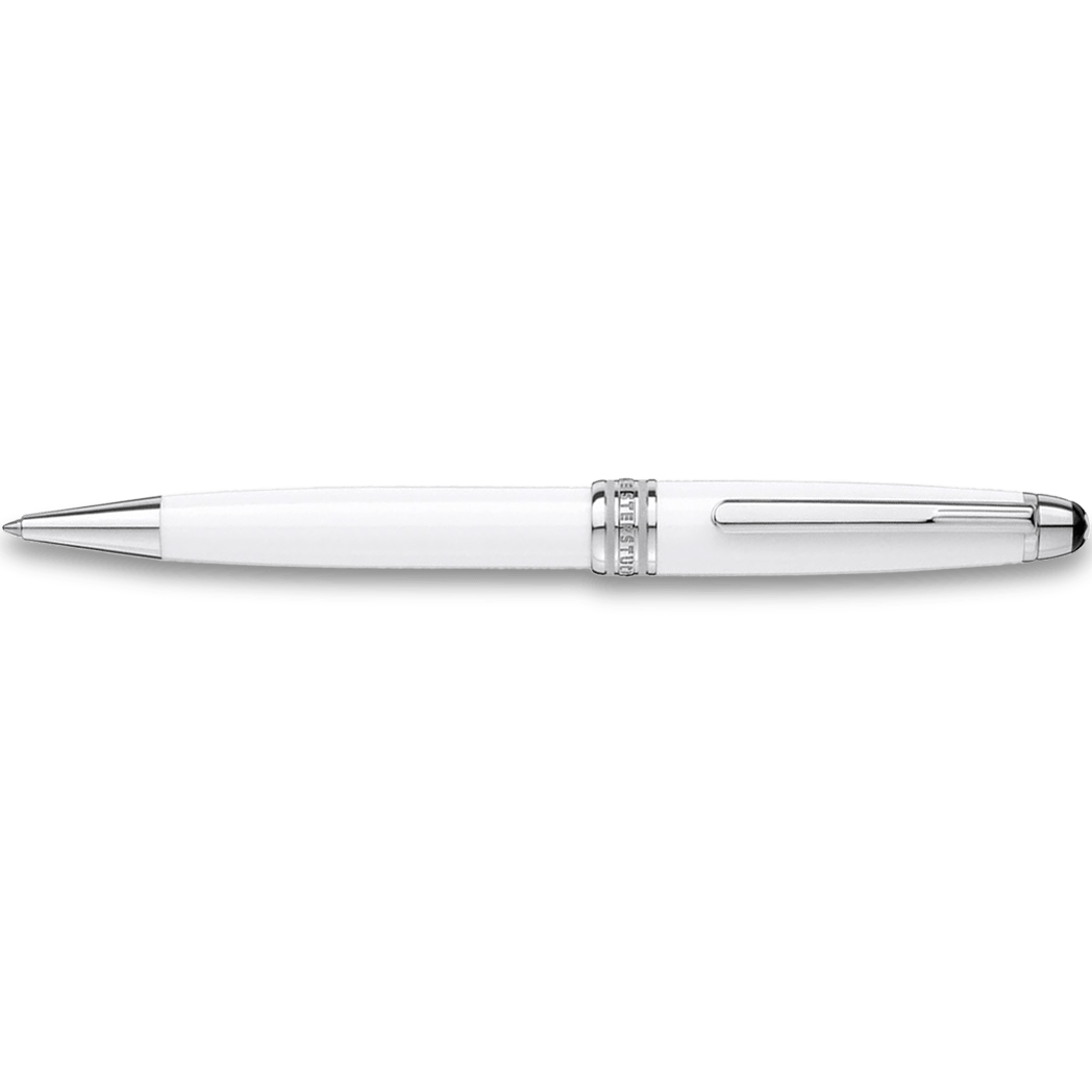 Montblanc Meisterstück Ballpoint Pen - Solitaire White - Platinum Trim - Classique - Pen Boutique Ltd