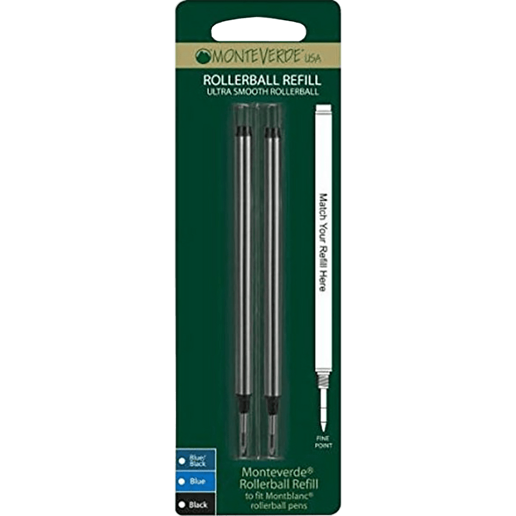 Monteverde Rollerball Refill to fit Montblanc pen - Black Fine 2/pack - Pen Boutique Ltd