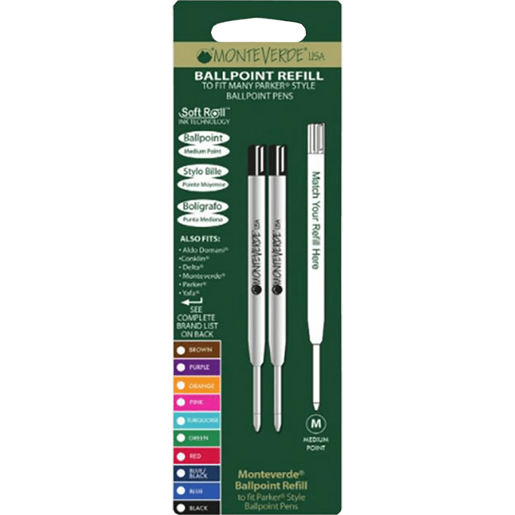 Monteverde Parker Style Ballpoint Refill - Green/Medium (2 pack) - Pen Boutique Ltd