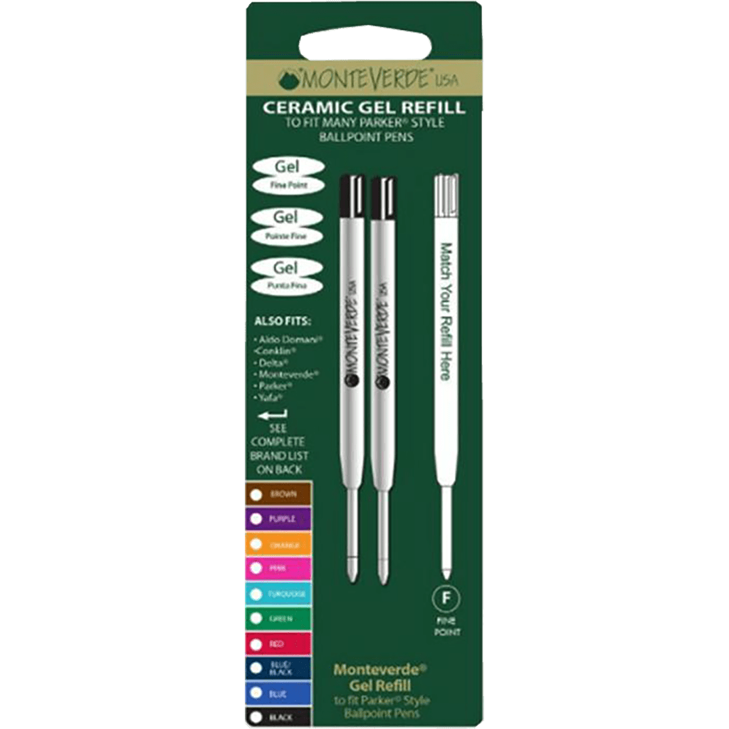 Monteverde Blue/Black Capless Ceramic 2 Pack Gel Refill To Fit Parker BP Pens - Pen Boutique Ltd