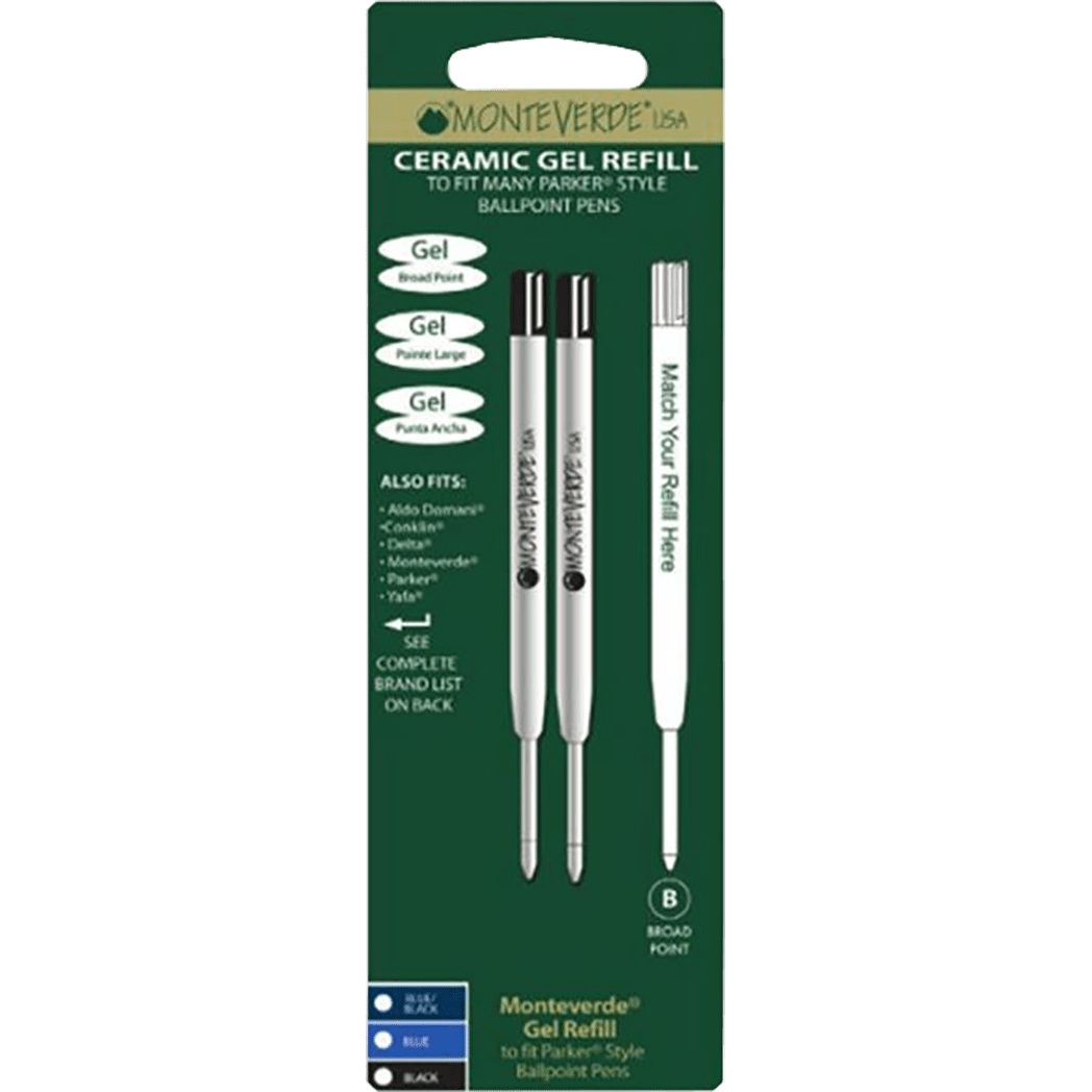 Monteverde Capless Ceramic Blue Broad 2 Pcs Pack Gel Refill - Pen Boutique Ltd
