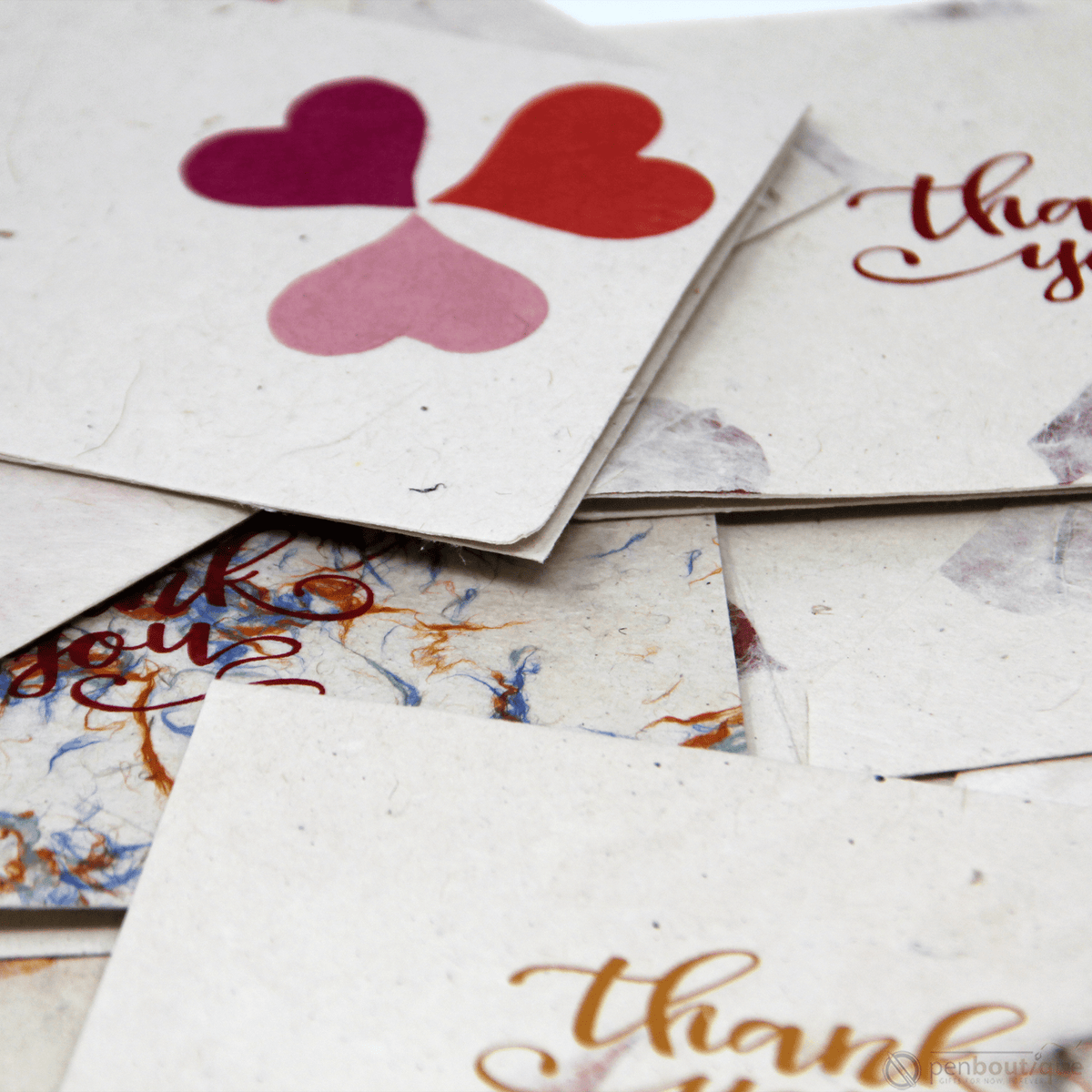 Monk Paper Thank You Note with Envelope - Cornflower Petal Red Letter - 12 Per Pack asst. - Pen Boutique Ltd