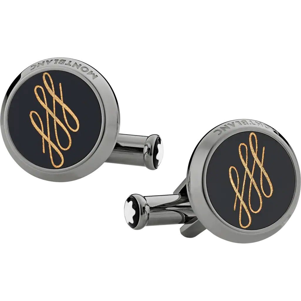 Montblanc Cuff Links - Calligraphy - Steel - Pen Boutique Ltd