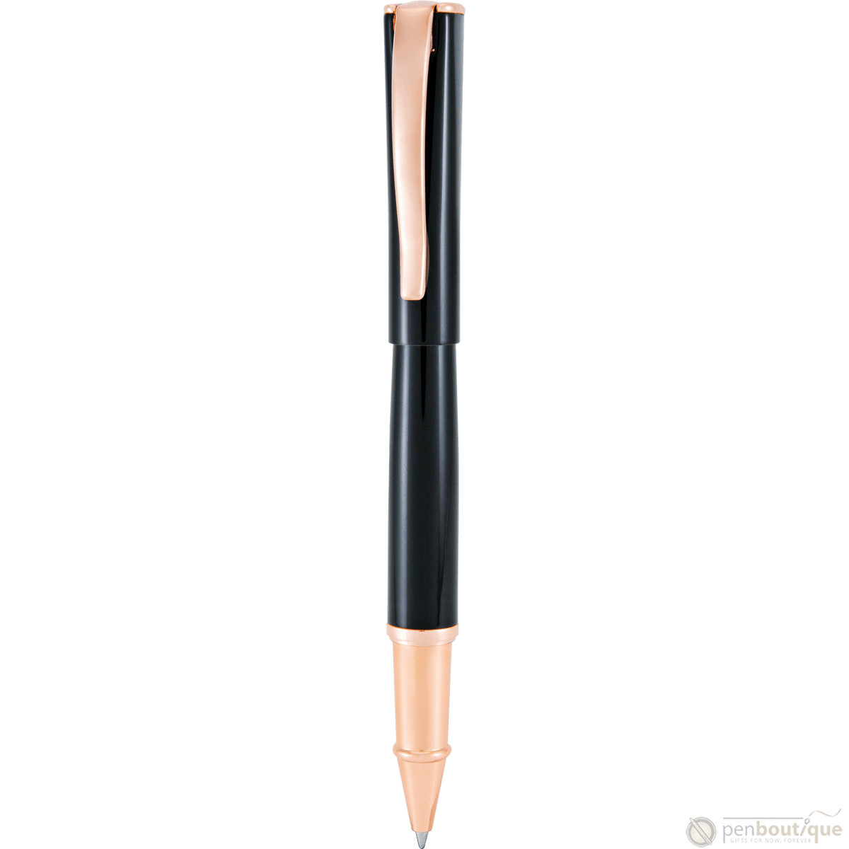 Monteverde Impressa Black with Rose Gold Trim Rollerball Pen - Pen Boutique Ltd