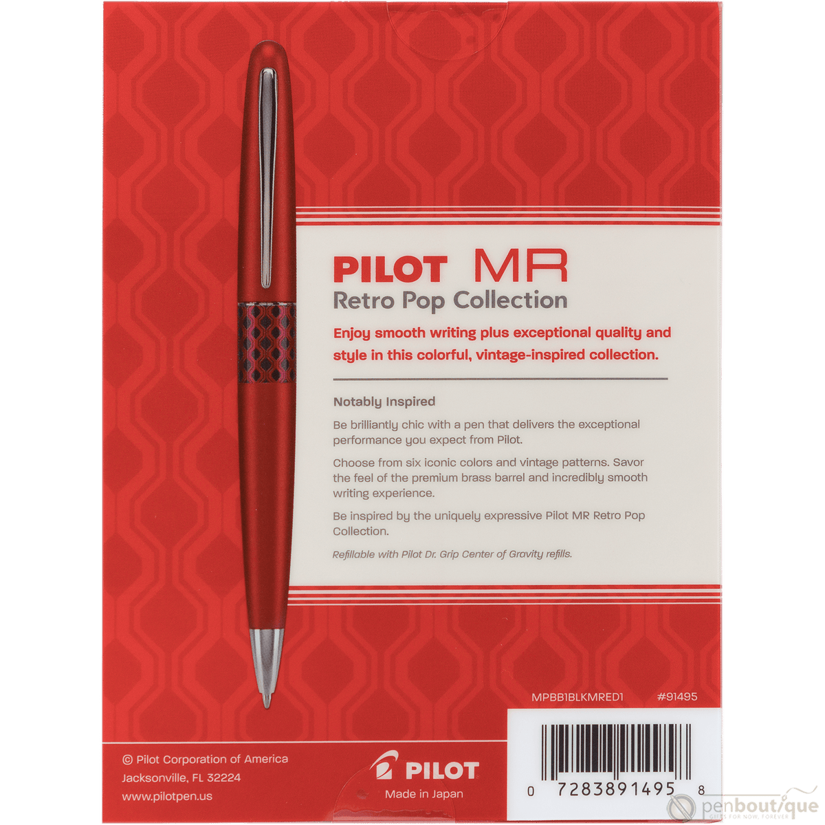 Pilot Ballpoint Pen - MR Collection - Retro Pop - Red - Pen Boutique Ltd