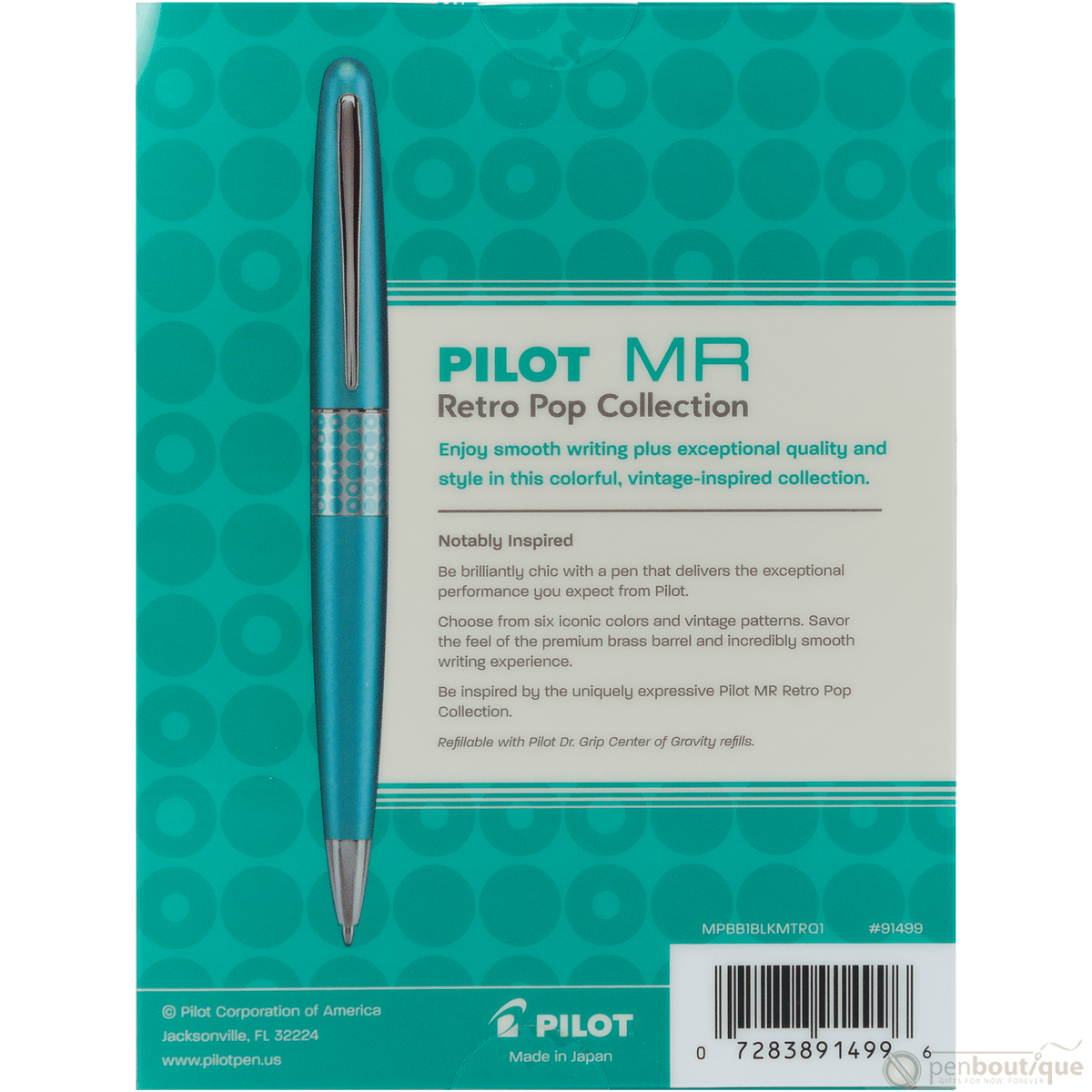 Pilot Ballpoint Pen - MR Collection - Retro Pop - Turquoise - Pen Boutique Ltd