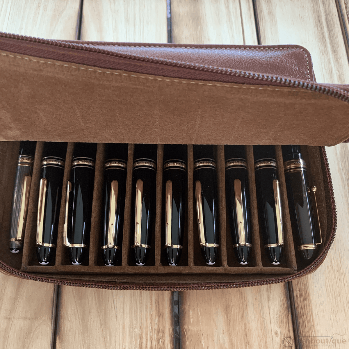 Pen Boutique Yak Leather 10 Pen Holder - Tan - Pen Boutique Ltd