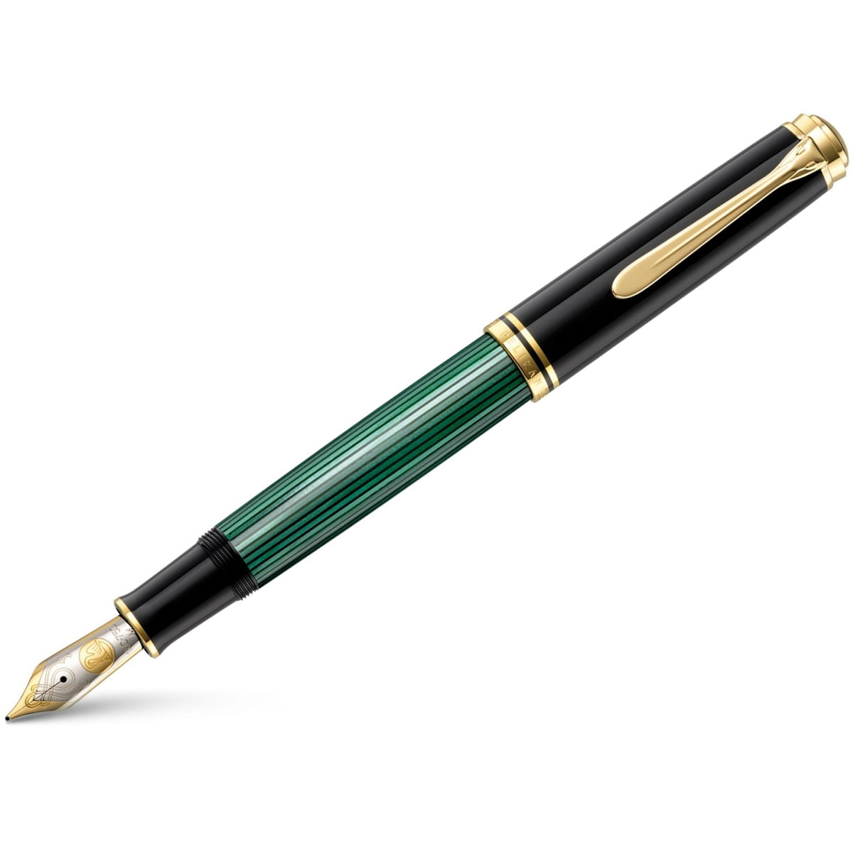 Pelikan Souveran Fountain Pen - M1000 Black & Green Stripe - Pen Boutique Ltd