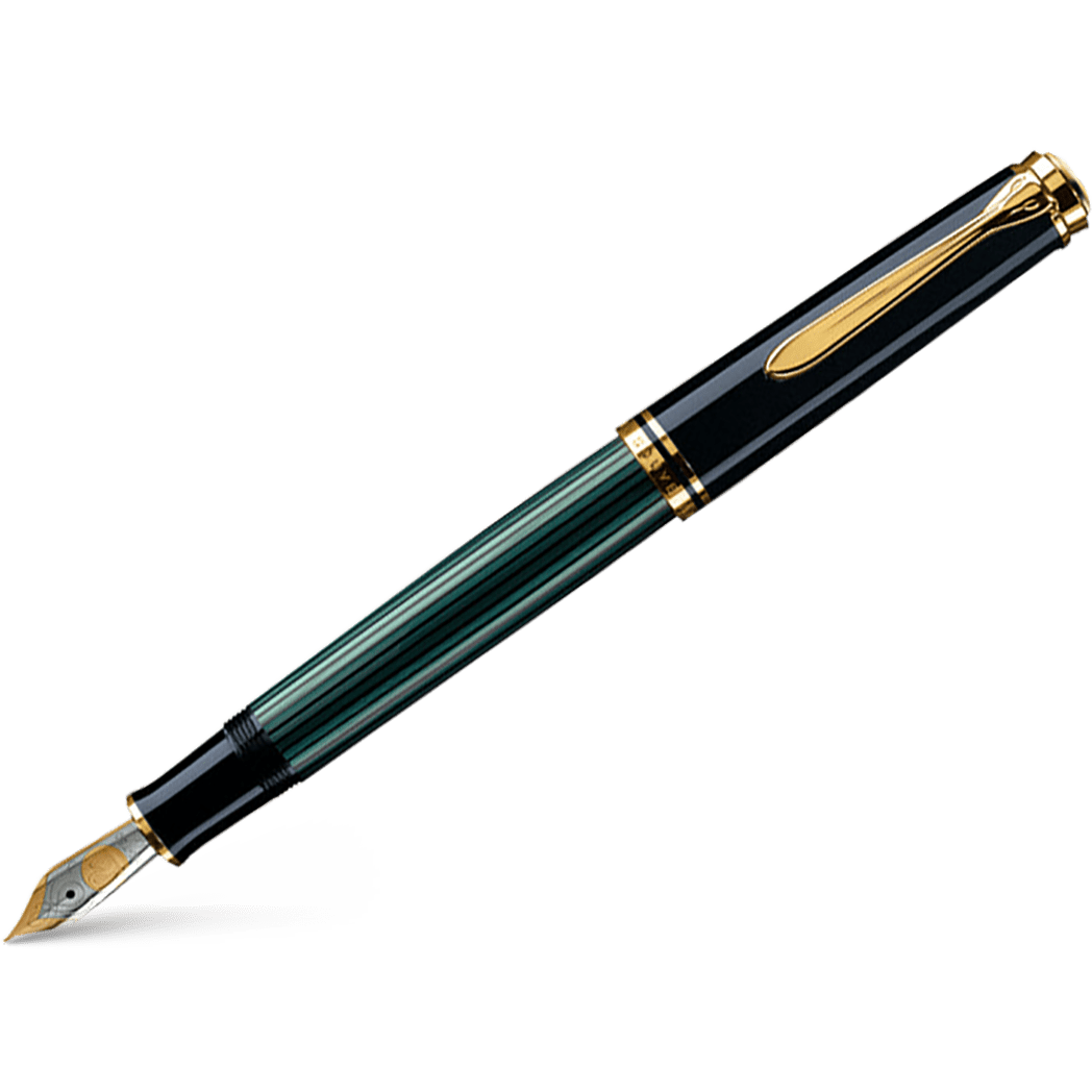Pelikan Souveran Fountain Pen - M800 Black & Green Stripe - Pen Boutique Ltd