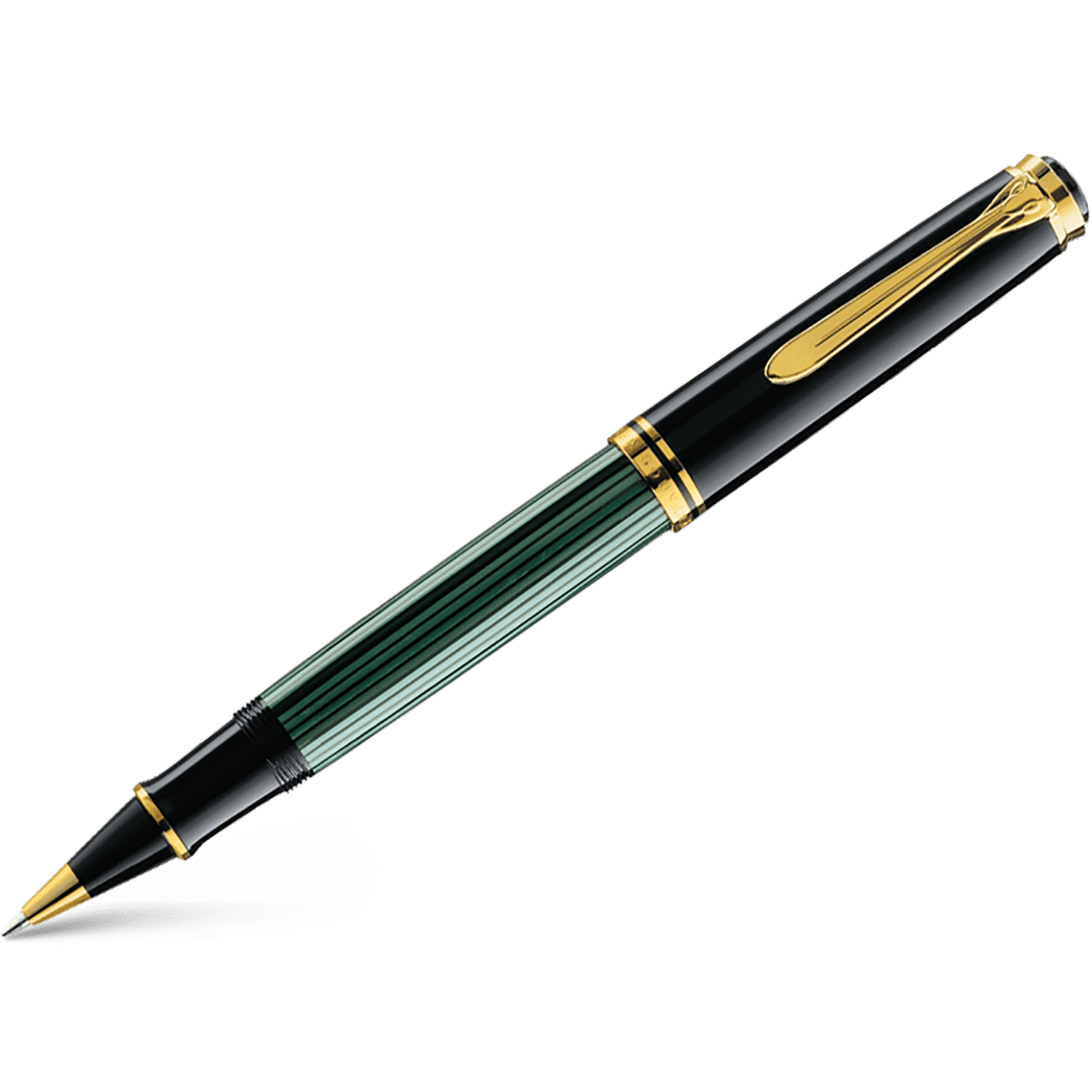 Pelikan Souveran Rollerball Pen - R800 Black & Green Stripe - Pen Boutique Ltd