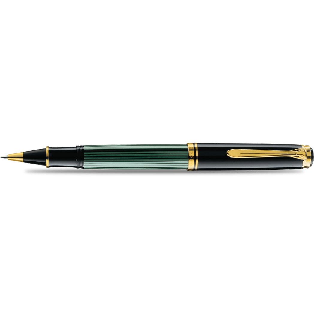 Pelikan Souveran Rollerball Pen - R800 Black & Green Stripe - Pen Boutique Ltd