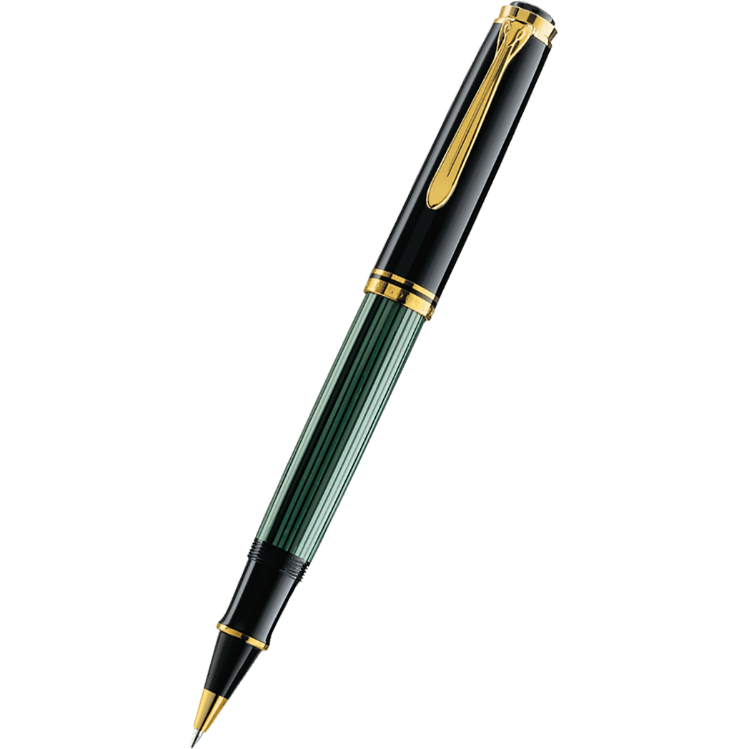 Pelikan Souveran Rollerball Pen - R800 Black & Green Stripe - Pen Boutique Ltd