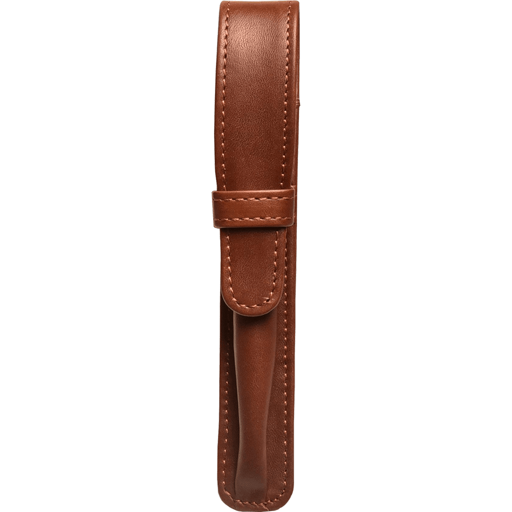 Aston Leather Cognac Finger Style Single Pen Case - Pen Boutique Ltd