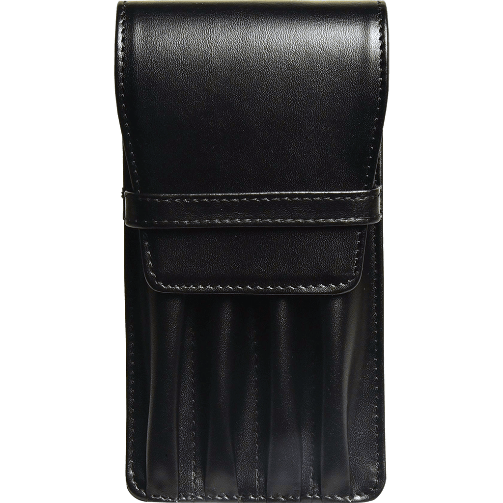 Aston Leather Black Finger Style Quad Pen Case - Pen Boutique Ltd