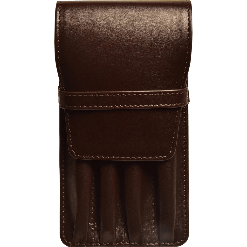 Aston Leather Brown Finger Style Quad Pen Case - Pen Boutique Ltd