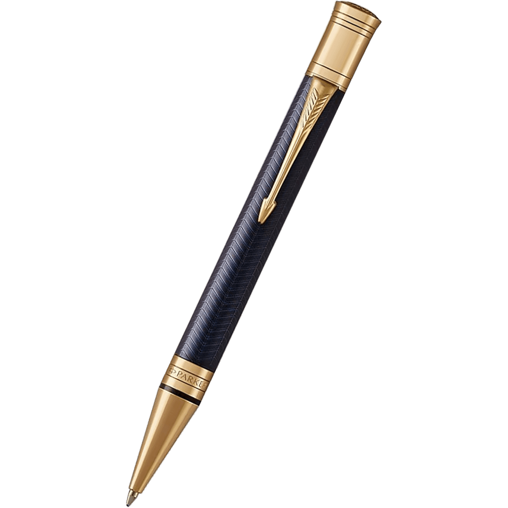 Parker Duofold Ballpoint Pen - Prestige Blue Chevron - Gold Trim - Pen Boutique Ltd