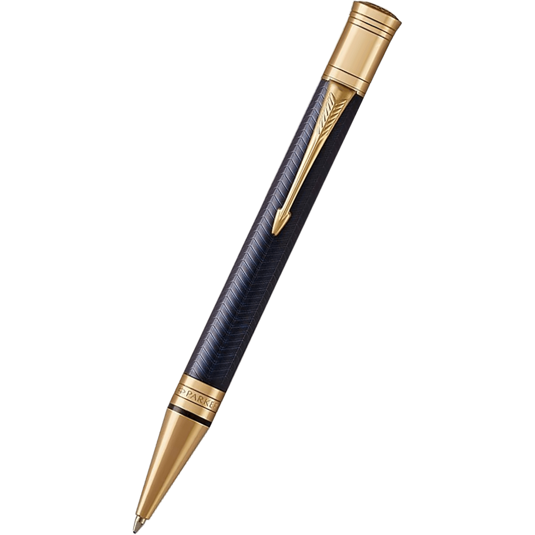 Parker Duofold Ballpoint Pen - Prestige Blue Chevron - Gold Trim - Pen Boutique Ltd