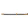 Parker Sonnet Ballpoint Pen - Stainless Steel - Gold Trim - Pen Boutique Ltd