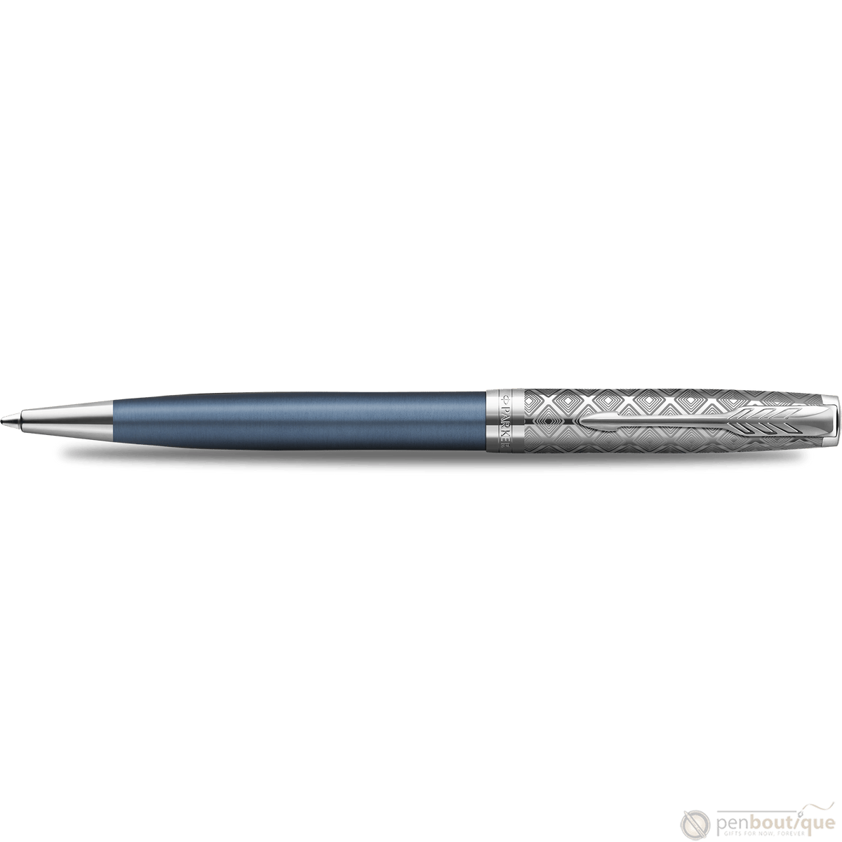 Parker Sonnet Premium Refresh Ballpoint Pen - Metal & Blue - Chrome Trim - Pen Boutique Ltd