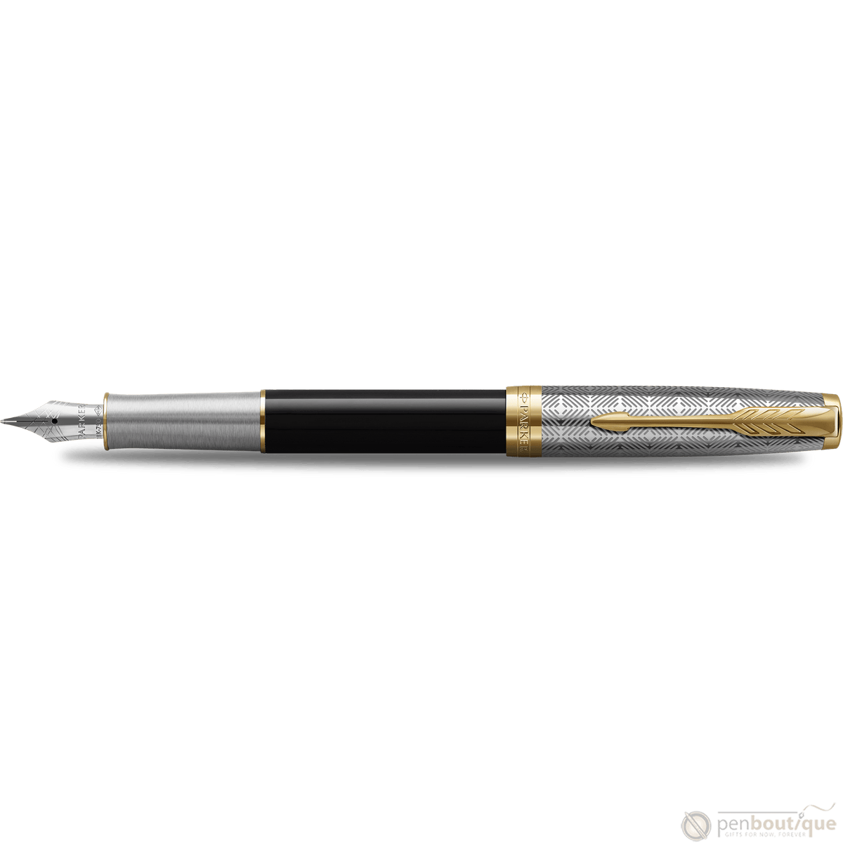 Parker Sonnet Premium Refresh Fountain Pen - Metal & Black - Gold Trim - Pen Boutique Ltd
