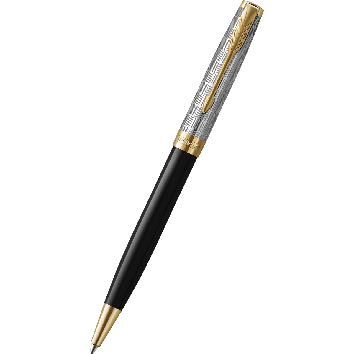 Parker Sonnet Premium Refresh Ballpoint Pen - Metal & Black - Gold Trim - Pen Boutique Ltd