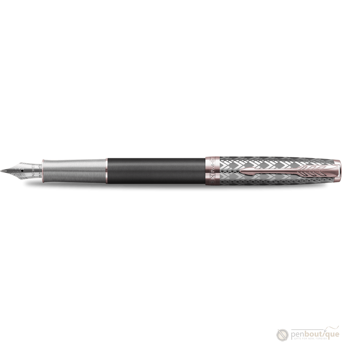 Parker Sonnet Premium Refresh Fountain Pen - Metal & Grey - Pink Gold Trim - Pen Boutique Ltd