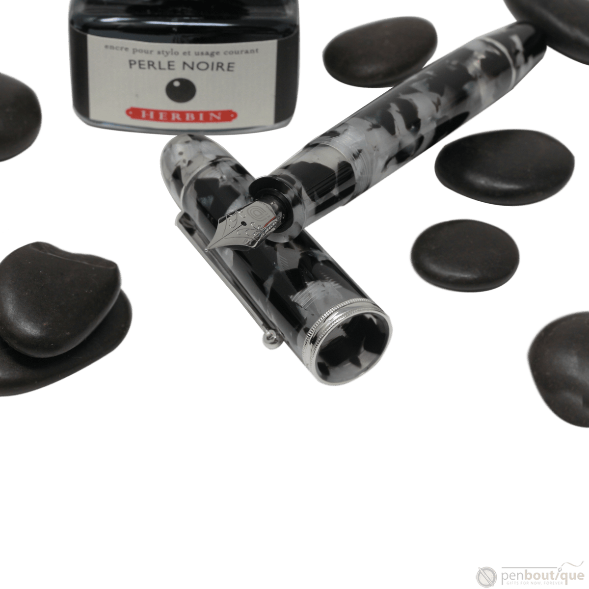 Penlux Masterpiece Grande Fountain Pen - Koi - Black & White - Pen Boutique Ltd