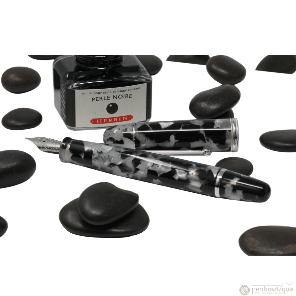 Penlux Masterpiece Grande Fountain Pen - Koi - Black & White - Pen Boutique Ltd
