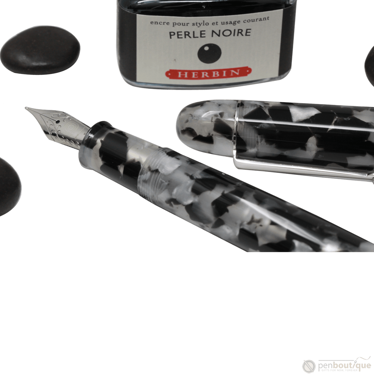 Penlux Masterpiece Grande Fountain Pen - Koi - Black & White - Pen Boutique Ltd