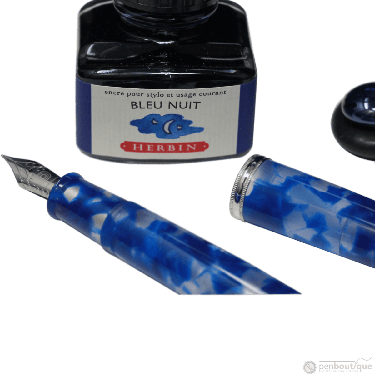 Penlux Masterpiece Grande Fountain Pen - Koi - Blue & White - Pen Boutique Ltd