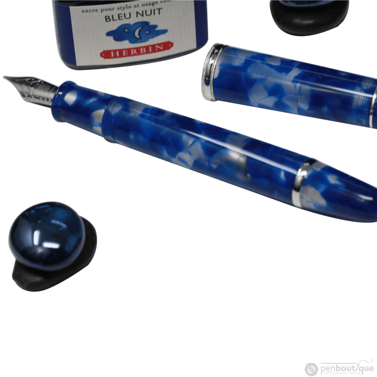 Penlux Masterpiece Grande Fountain Pen - Koi - Blue & White - Pen Boutique Ltd