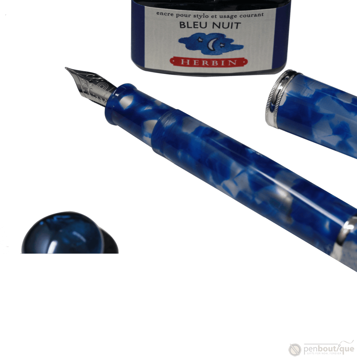 Penlux Masterpiece Grande Fountain Pen - Koi - Blue & White - Pen Boutique Ltd