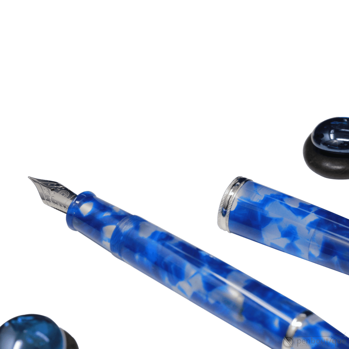 Penlux Masterpiece Grande Fountain Pen - Koi - Blue & White - Pen Boutique Ltd