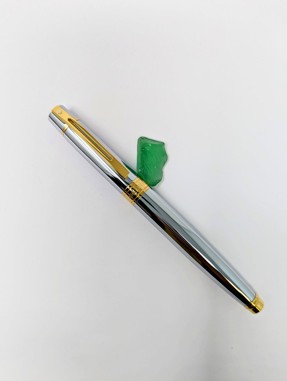 Sheaffer 300 Fountain Pen - Gold Plated Trim - Chrome - Stainless Steel - Pen Boutique Ltd
