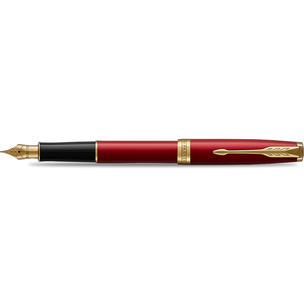 Parker Sonnet Fountain Pen - Red Lacquer - Gold Trim - Pen Boutique Ltd